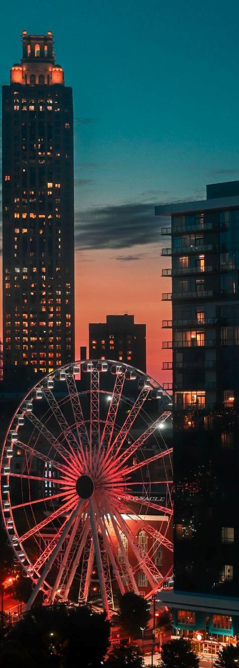 atlanta skyline with ferris wheel