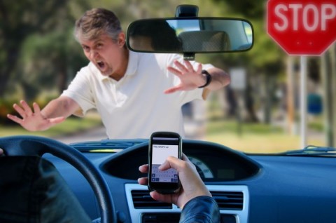a driver running into someone while texting